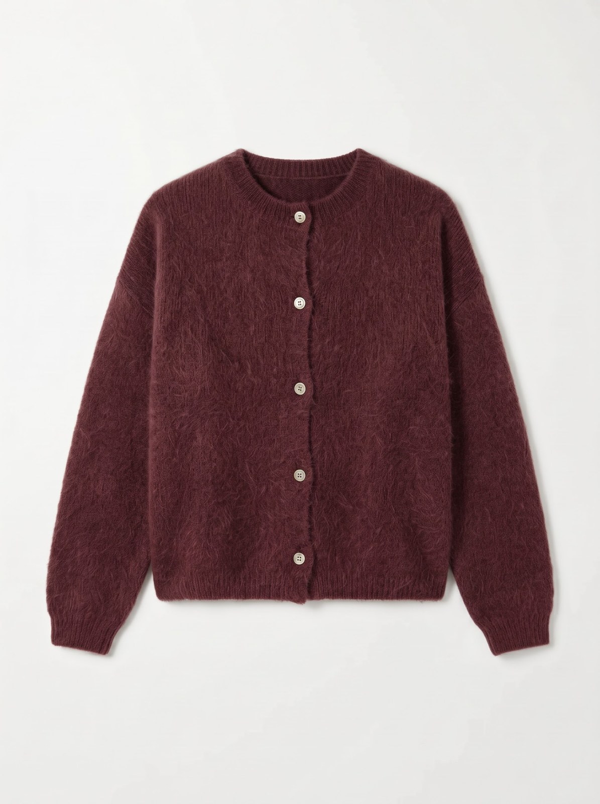 Gilet col rond baby alpaga bordeaux